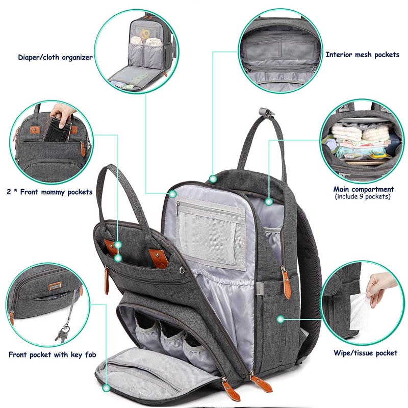 Diaper Backpack With Changing Pad