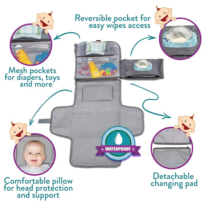 Baby Changing Pad with Smart Wipes Pocket