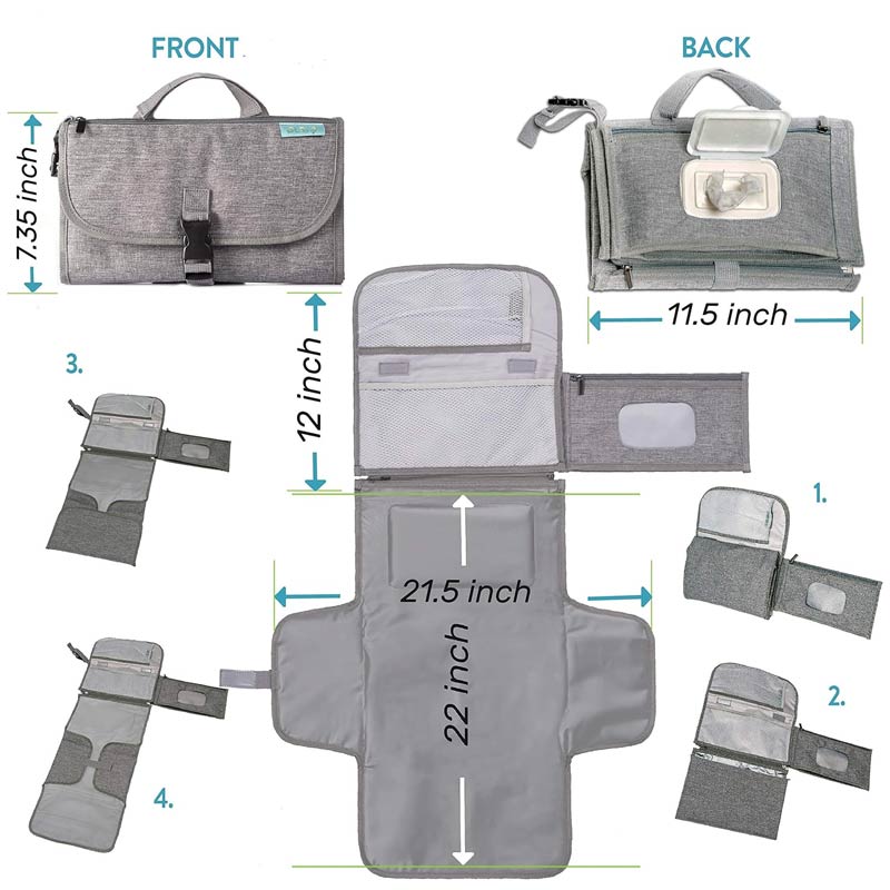 Baby Changing Pad with Smart Wipes Pocket