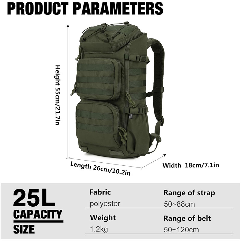 Wholesale Custom Tactical Backpack | 600D Polyester 25L MOLLE