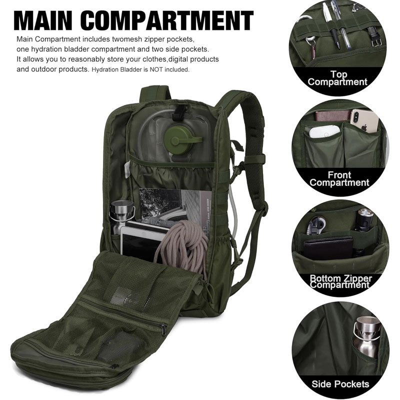 Wholesale Custom Tactical Backpack | 600D Polyester 25L MOLLE