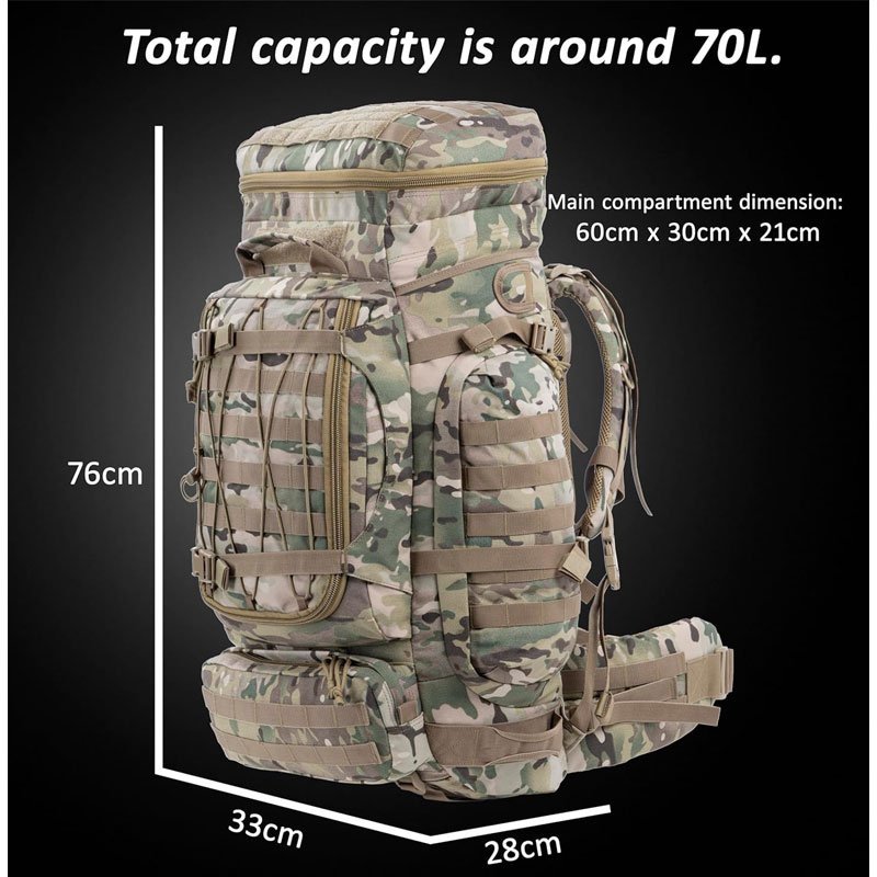 Wholesale Tactical Backpack OEM | 70L MOLLE Hiking Pack