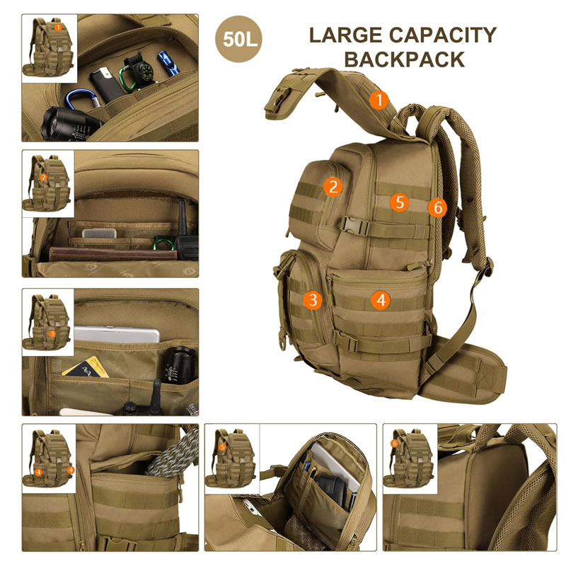 Wholesale Tactical Backpack OEM | 50L Modular Military Rucksack