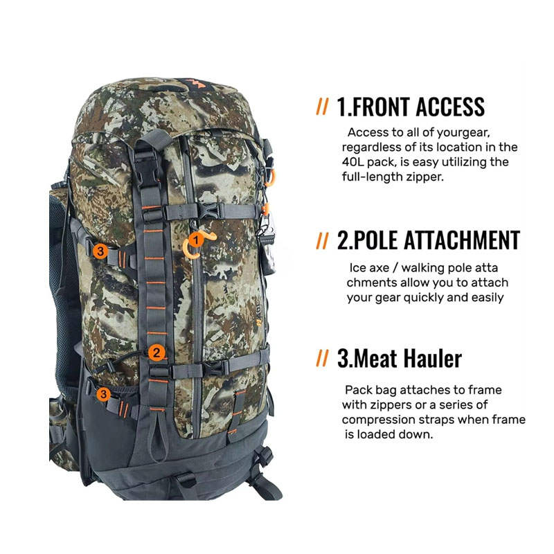 Detachable Frame Backpack OEM | 500D Nylon Tactical Hiking Pack