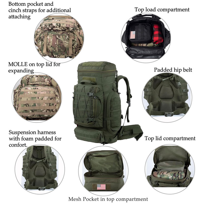 Wholesale Tactical Backpack OEM | 70L MOLLE Hiking Pack