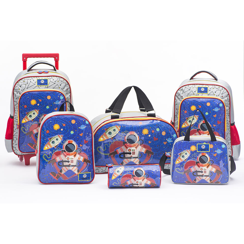Wholesale Cute Astronaut Cartoon Trolley Bags Set For School